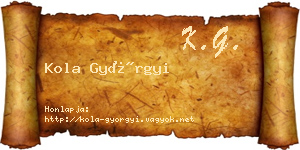 Kola Györgyi névjegykártya